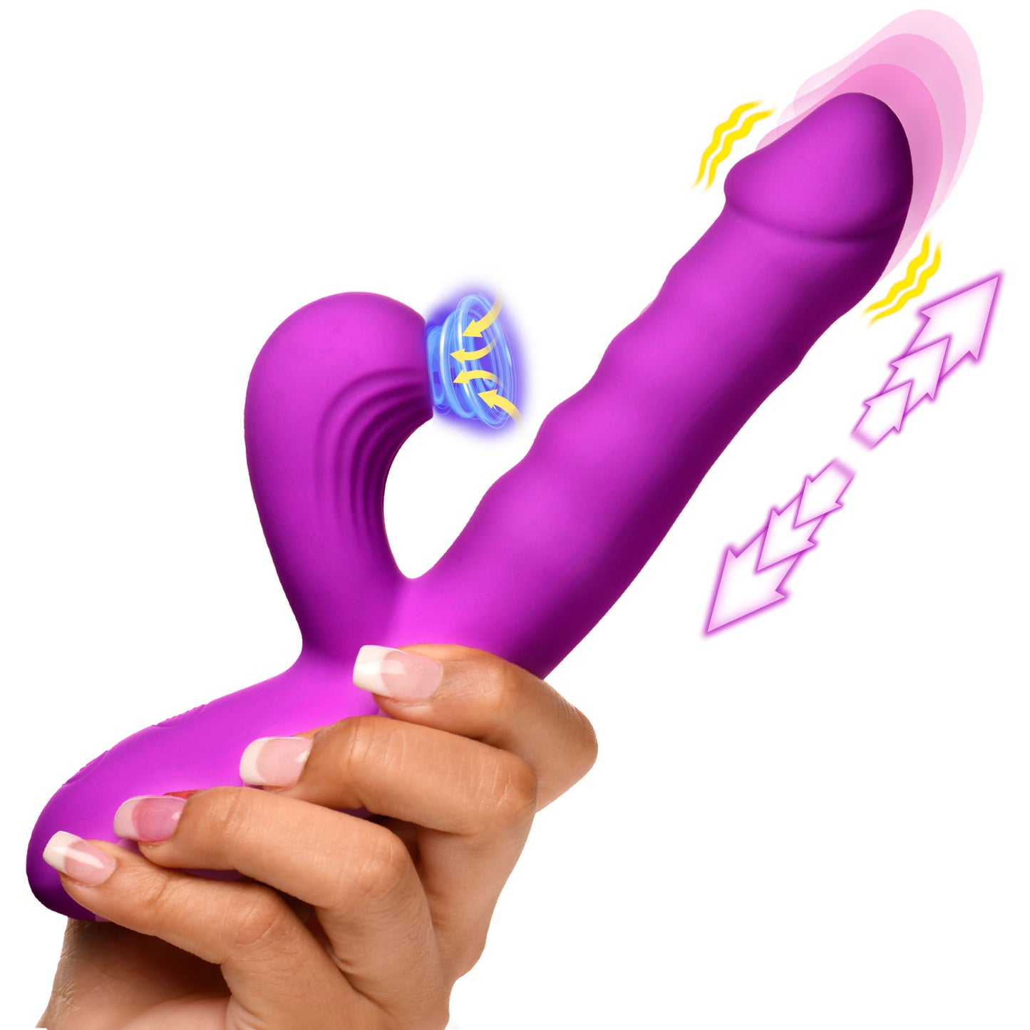 Thrust Wave Thrusting and Sucking Silicone Rabbit Vibrator