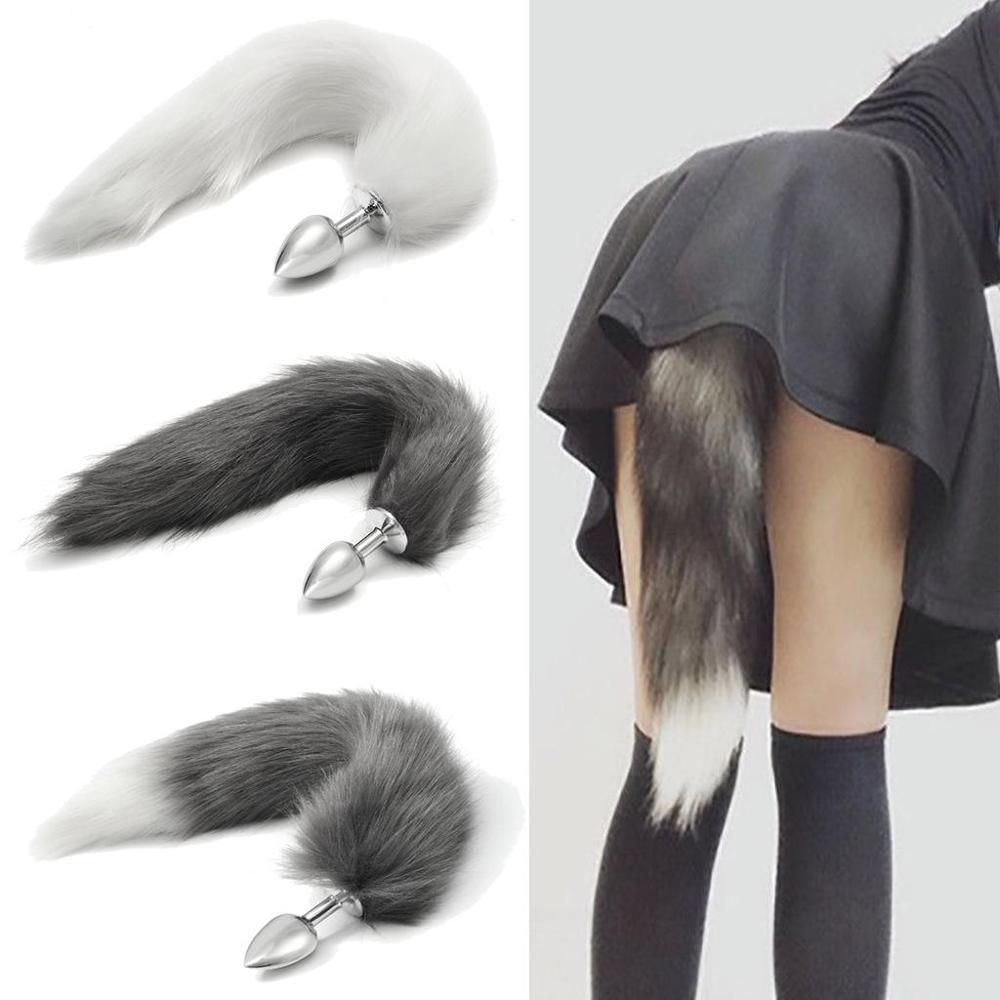 Metal Feather Fox Tail Anal Plug: Erotic Butt Plug for Adults