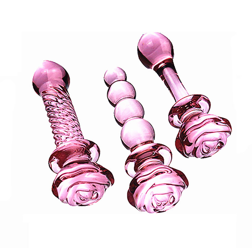 Flower Crystal Glass Anal Plug Masturbation Toys