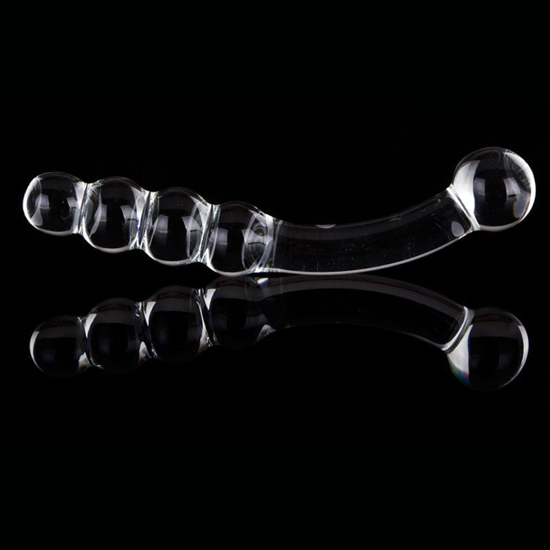 Double Crystal Purple Pyrex Glass Dildo Granule Spiral G Spot Simulator Adult Toys