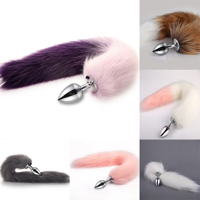 Metal Feather Fox Tail Anal Plug: Erotic Butt Plug for Adults