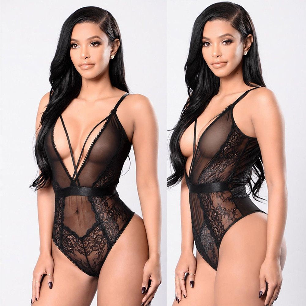 Floral Lace Halter Backless Teddies: Elegant Sleepwear Lingerie