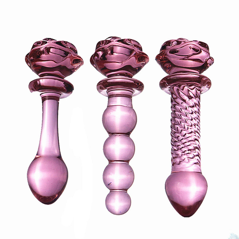 Flower Crystal Glass Anal Plug Masturbation Toys